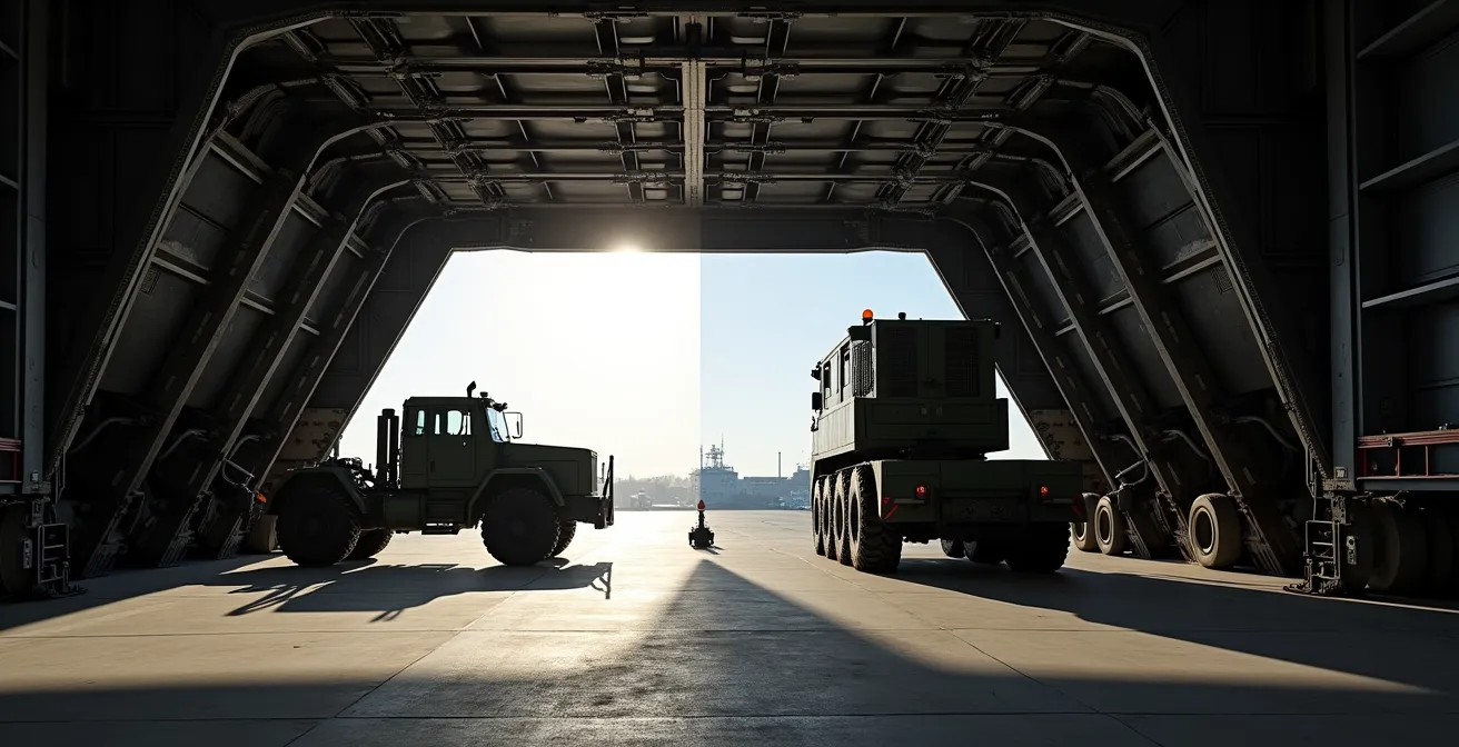 Comparaison visuelle entre un A400M et un Antonov sur un tarmac militaire