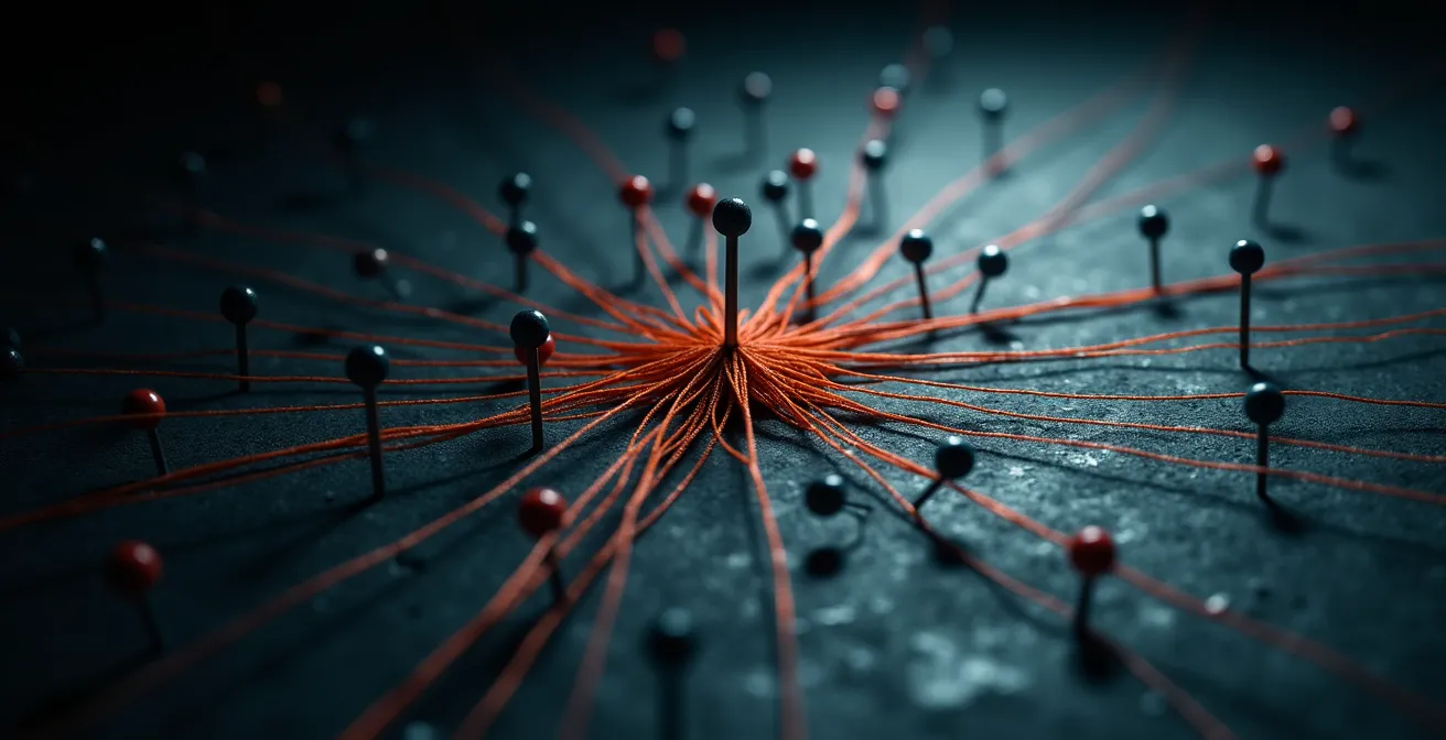 Représentation visuelle du continuum de sécurité montrant les interconnexions entre différents types de criminalité