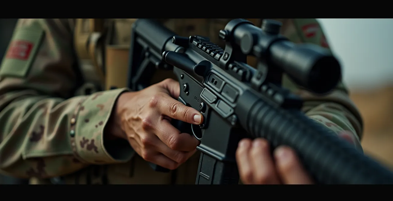 Soldats pratiquant des gestes répétitifs d'entraînement en formation serrée