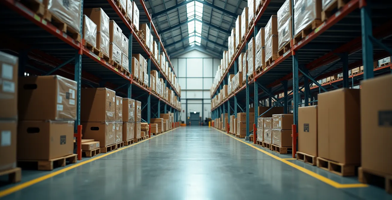 Comparaison visuelle entre entrepôt plein et production optimisée