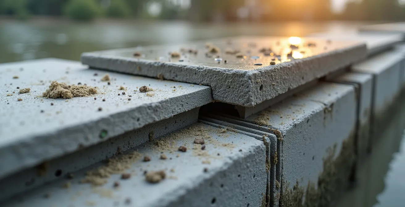 Maison moderne sur pilotis flottants avec rez-de-chaussée surélevé et matériaux hydrofuges