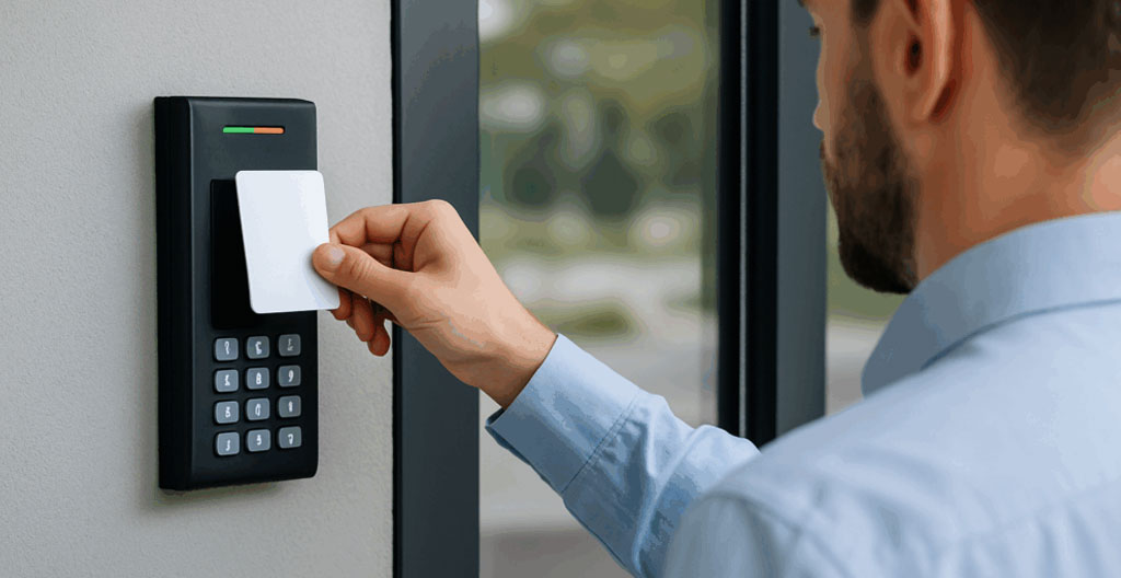 Quai de livraison d'entreprise avec porte sectionnelle ouverte, illustrant un point d'accès secondaire dépourvu de dispositif de contrôle